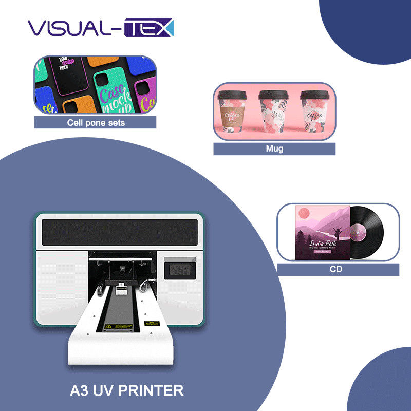 Mini A3 Impresora UV A3 Impresora UV de botella rotativa con led