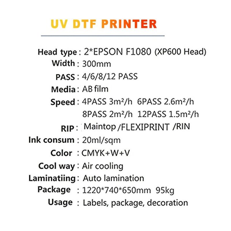 Impresora UV DTF de alta resolución Máquina UV DTF de 300 mm para botellas de plástico acrílico
