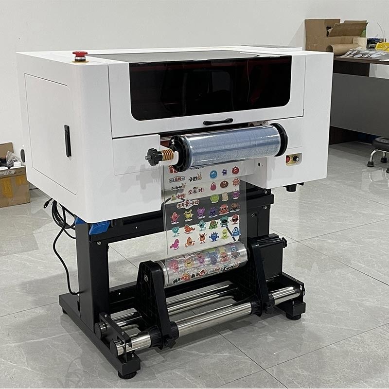 Impresora DTF UV de 30 cm de fábrica A3 F1080 de cabeza pegatina de inyección de tinta CMYK Impresora DTF UV blanca con laminador