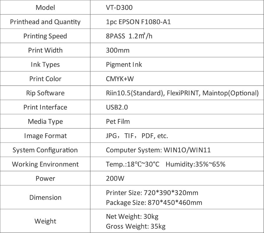 Impresora Dtf de 30 cm de tamaño A3 XP600 Impresora Dtf para imprimir camisetas con película de PET