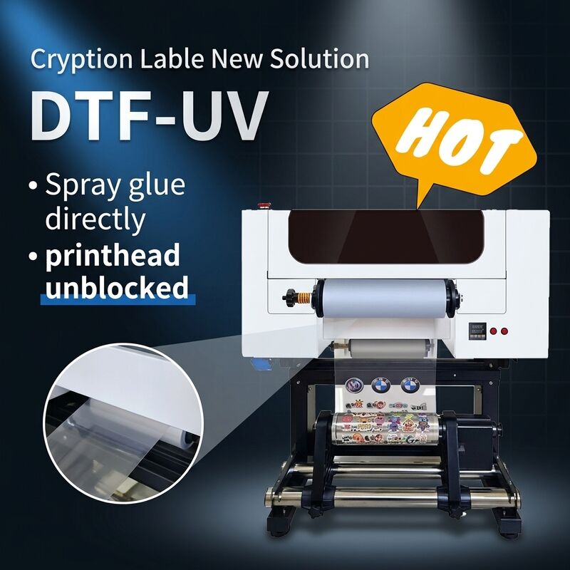 Impresora UV DTF de dos cabezales 30CM Máquina de pegatinas acrílicas en rollo para producción